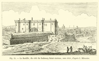 De Bastille, aan de kant van de voorstad Saint-Antoine, rond 1650, naar I Silvestre door French School