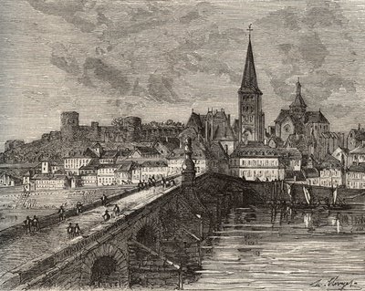 La Charité-sur-Loire - Nièvre, in de regio Bourgondië - gravure in 