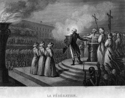 La Fédération (14 juli 1790), verjaardag van de bestorming van de Bastille: eed aan de Grondwet - in 