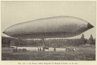 La France, luchtschip van Renard en Krebs, zijaanzicht door French School