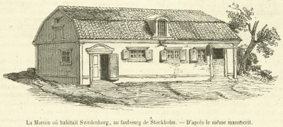 Het huis waar Swedenborg woonde, in de buitenwijk van Stockholm door French School