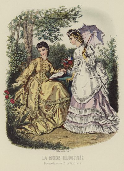 La Mode Illustree, twee goedgeklede vrouwen door French School