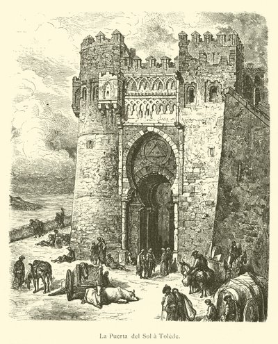 De Puerta del Sol in Toledo (gravure) door French School