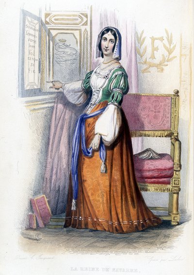 La Reine de Navarre (Margarita?) - in Le Plutarque français, ed. Mennechet door French School