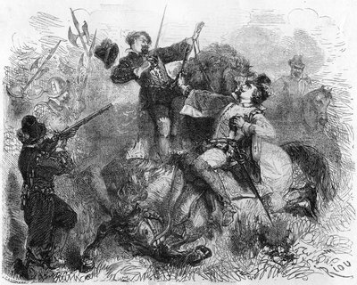 La Renaudie, een heer uit Limousin, vechtend voor religieuze vrijheid, gedood op 16 maart 1559 tijdens een gevecht. In 