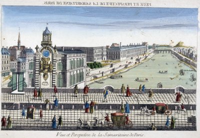 La Samaritaine (waterpomp) op de Pont Neuf in Parijs - optisch zicht door French School