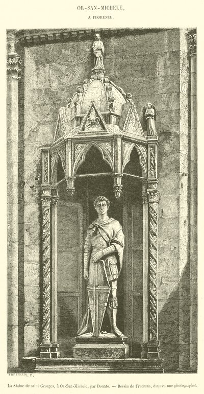 Het standbeeld van Sint-Joris in Or-San-Michele (gravure) door French School
