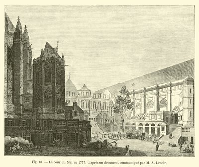 De Mai binnenplaats in 1777, volgens een document gedeeld door M. A. Lenoir door French School