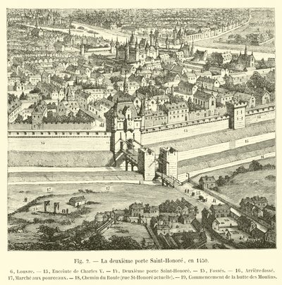 De tweede poort Saint-Honoré, in 1450 door French School