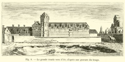De grote stal rond 1720; naar een gravure uit die tijd door French School