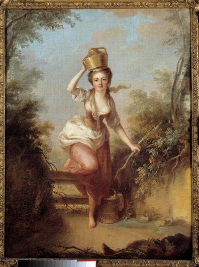 De melkmeid. Schilderij door Huet. 18e eeuw. Musee Cognacq Jay, Parijs door French School