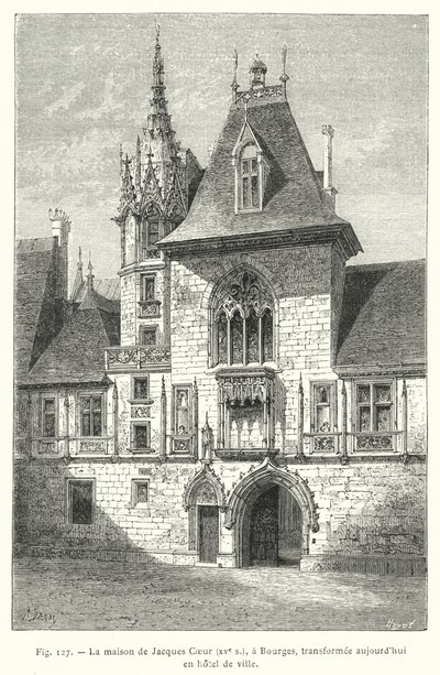 Het huis van Jacques Coeur, 15e eeuw, in Bourges, nu omgebouwd tot stadhuis door French School