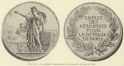 De herdenkingsmedaille van de luchtvaarders van de belegering van Parijs door French School