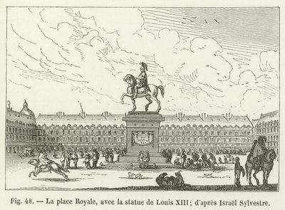 De Place Royale, met het standbeeld van Lodewijk XIII; naar Israël Sylvestre door French School