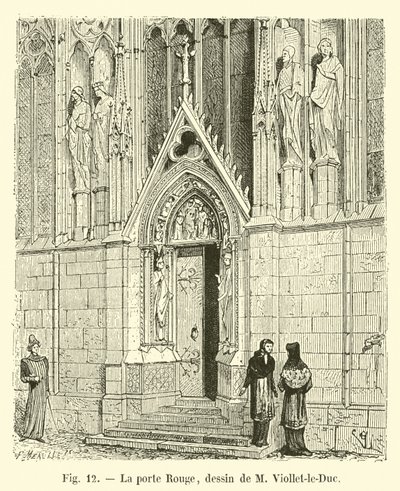 De Rode Deur, tekening van M. Viollet-le-Duc door French School