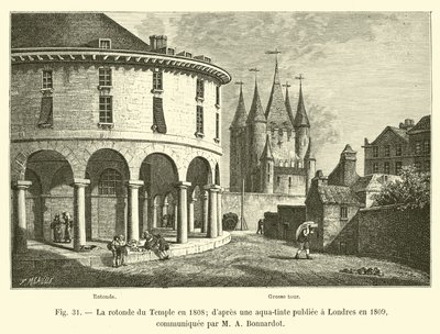 De rotonde van de Tempel in 1808; naar een aquatint gepubliceerd in Londen in 1809, meegedeeld door M A Bonnardot door French School