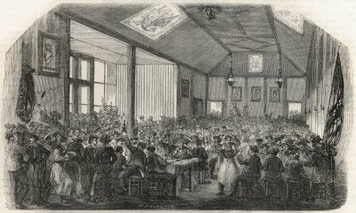 De taverne van de roeiers in Bercy in de 19e eeuw - Gravure in 