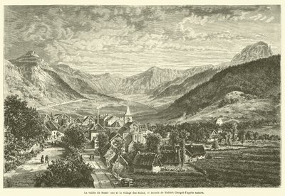 De vallei van Mont-Dore en het dorp des Bains door French School