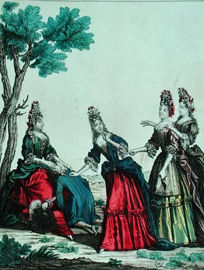 Dames spelen raadspel met een heer, 2e helft van de 17e eeuw door French School