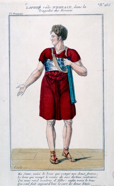 Lafon in de rol van Horace in de tragedie van Horace door Corneille (1640) door French School