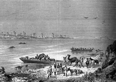 Meer Niger in de stad Sai, Afrika. Gravure in 