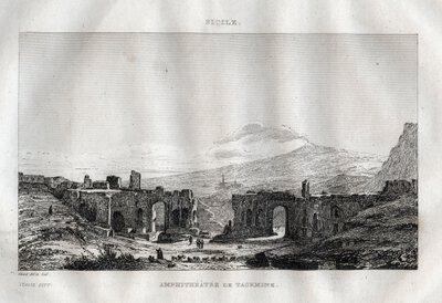 Het amfitheater - Taormina - Sicilië - Gravure uit 