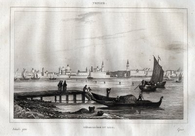 Aanlegsteiger van Lido van Venetië - Gravure uit 