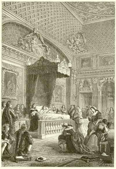 Laatste momenten van koning Lodewijk XIV door French School