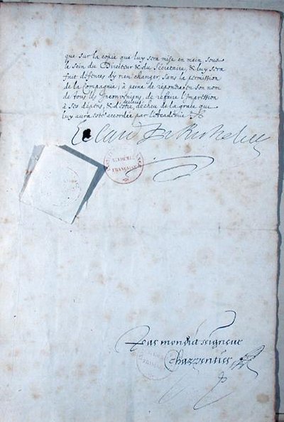 Laatste pagina van de statuten van de Franse Academie door French School