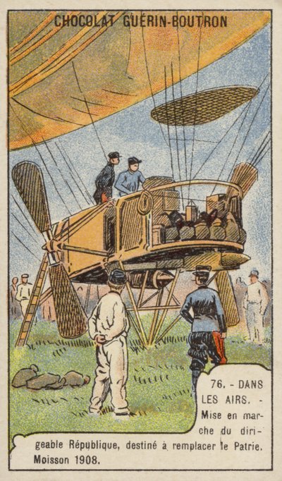 Lancering van het Franse militaire luchtschip La Republique, vervanging voor de verloren Patrie, Moisson, Frankrijk door French School
