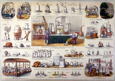 Lavoisiers experiment over de reconstructie van water in 1790, ca.1860 door French School