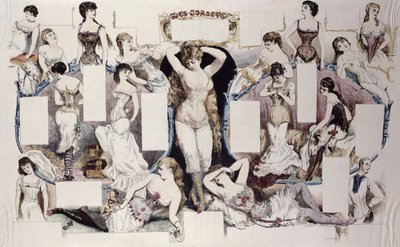 Lay-out illustraties voor een artikel over damesondergoed, uit La Vie Parisienne, ca. 1870 door French School