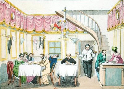Le Boeuf a la Mode, rue Valois, Parijs, uit Le Gout du Jour, c.1830 door French School