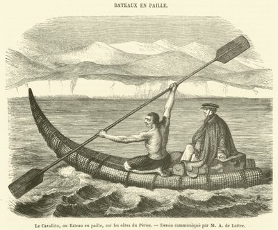 De Cavallito, of stroboot, aan de kusten van Peru (gravure) door French School