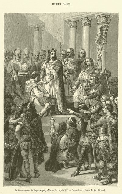 De kroning van Hugues Capet, in Noyon, op 1 juni 987 door French School