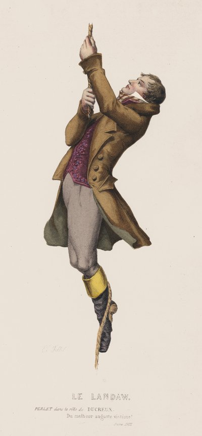 Le Landaw, Scene XVIII (gekleurde gravure) door French School