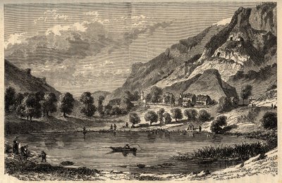 Le Lauzet-Ubaye - Het meer van Lauzet - gemeente in het departement Alpes-de-Haute-Provence in Zuidoost-Frankrijk - gravure in 