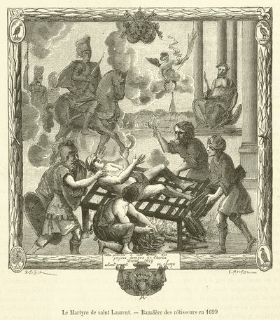 Het martelaarschap van Sint Laurentius, Banier van de rotisseurs in 1699 door French School