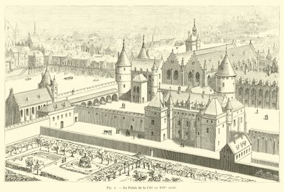 Het Paleis van de Stad in de 14e eeuw door French School