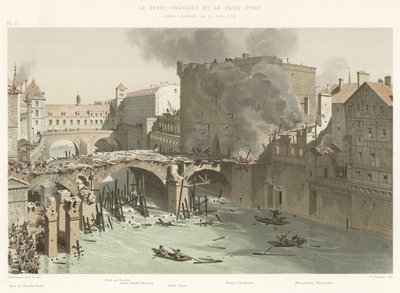 Het Kleine Kasteel en de Kleine Brug, Na de Brand van 27 April 1718 door French School