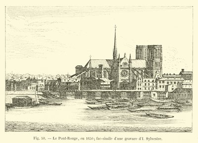 De Pont-Rouge, in 1650; facsimile van een gravure van I. Sylvestre door French School