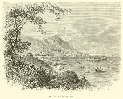 Le Port de Hongkong (engraving) door French School