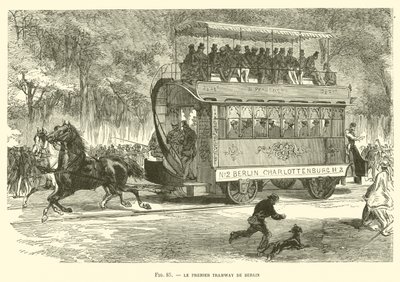 De Eerste Tram van Berlijn (gravure) door French School
