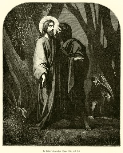 De kus van Judas (gravure) door French School