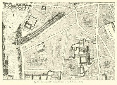 Het dorp Saint-Germain, fac-simile van het plan van Gomboust, 1652 door French School