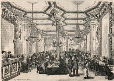 Le cafe Pierron in Parijs in de 19e eeuw - Gravure in 