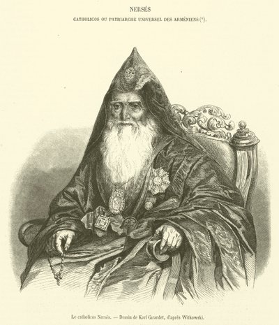 De katholikos Nerses (gravure) door French School