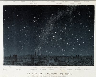 De hemel van de horizon van Parijs bij de winterzonnewende - in 