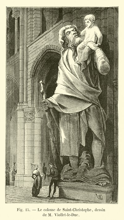 De kolos van Sint-Christoffel, tekening van M. Viollet-le-Duc door French School