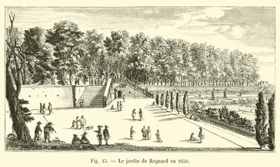 De tuin van Regnard in 1650 door French School